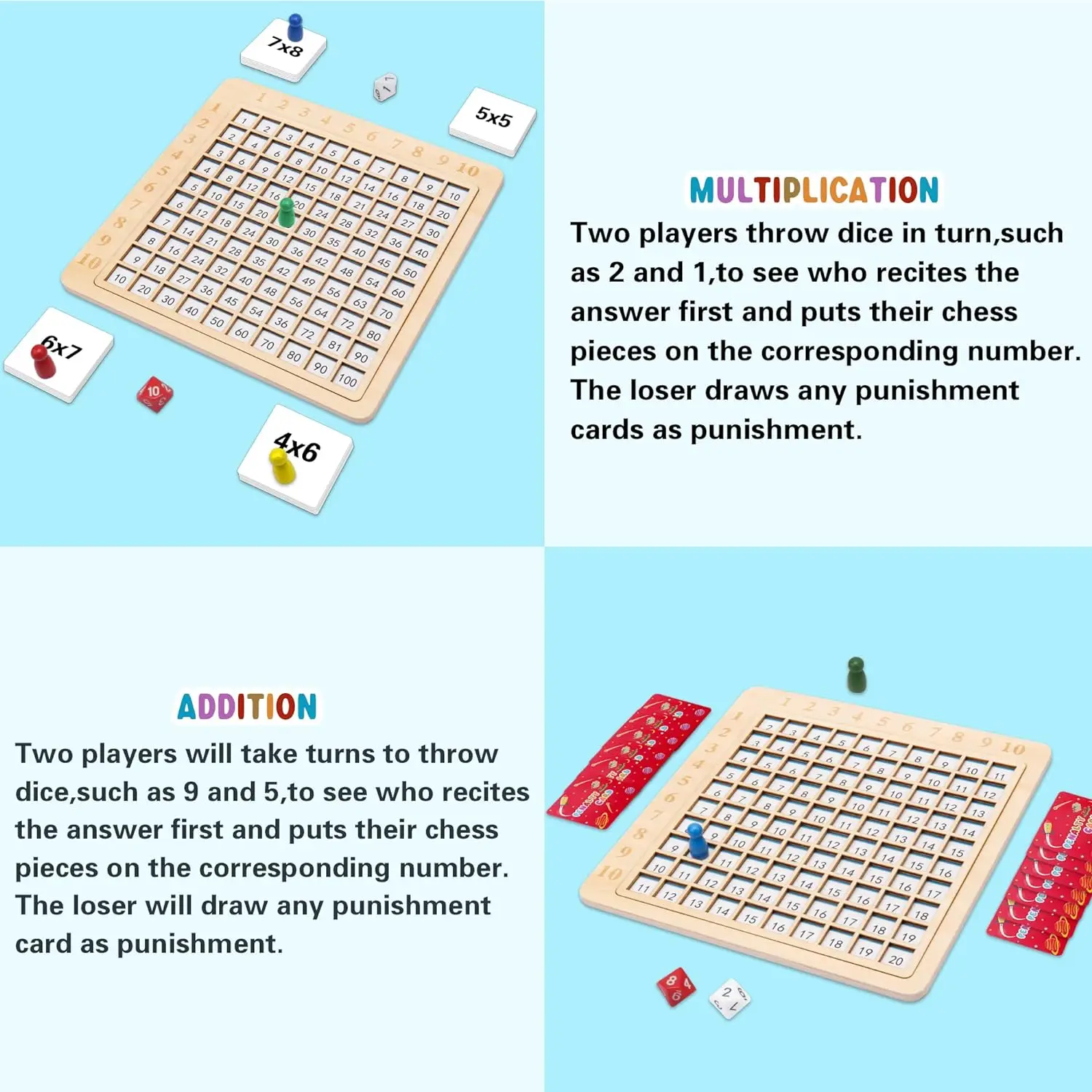 2 in 1 Wooden Montessori Multiplication Board Game Number Sense Learning Math Table Educational Toys Arithmetic Teaching Ais 5