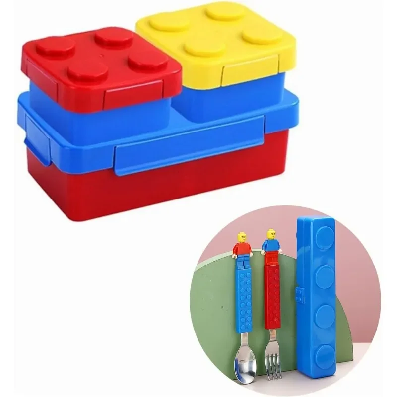 

Portable Sealed Lunch Box Color Building Blocks Splicing Children's Student Lunch Box Colorful Picnic Fruit Salad Bento Box