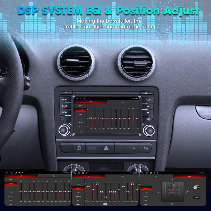 아우디 A3 8P 2003 2013 멀티미디어 플레이어, 7 인치 카플레이, 안드로이드 12, 스테레오 GPS 네비게이션, 오토라디오 헤드 유닛