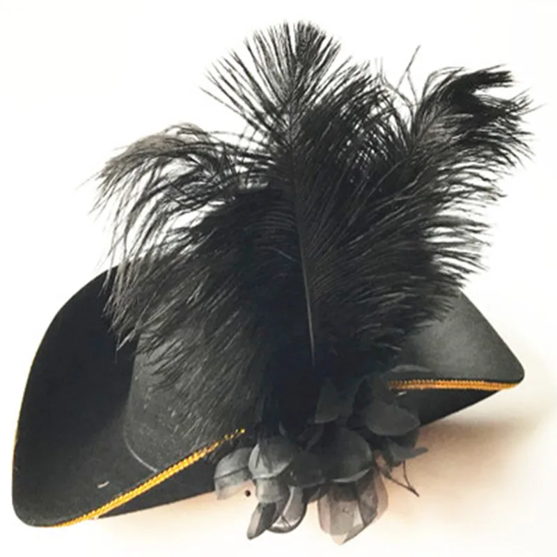Adult Men Feather Captain Pirates Hat 