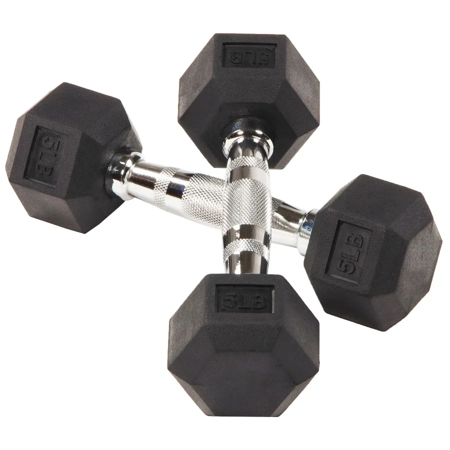 5 lb Rubber Hex Dumbbells 1