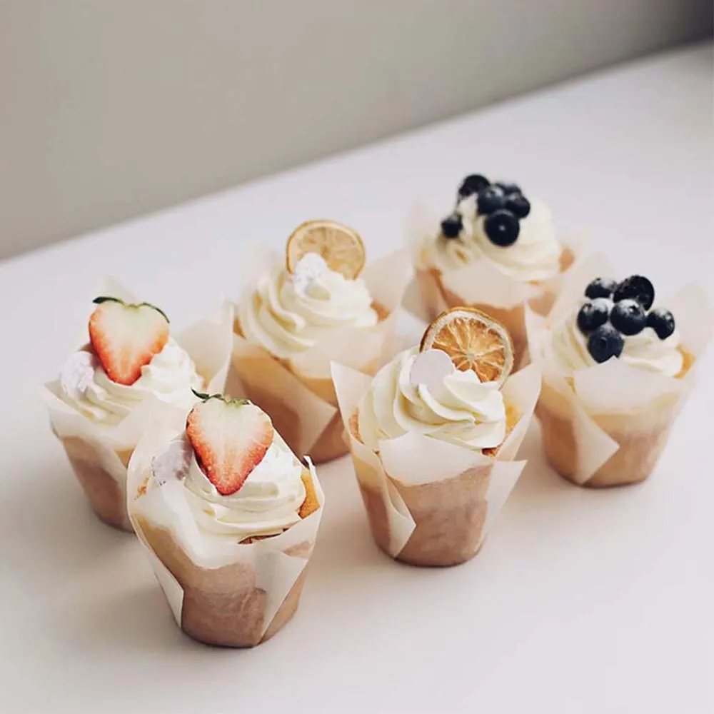 Cake Making Tools Cake Baking Tools Cake Mold Baking Paper 50pcs Tulip Muffins Baking Cups Tulip Muffin Cupcake Liner Paper Moulds Cake Wrapper Oilproof For Wedding Party