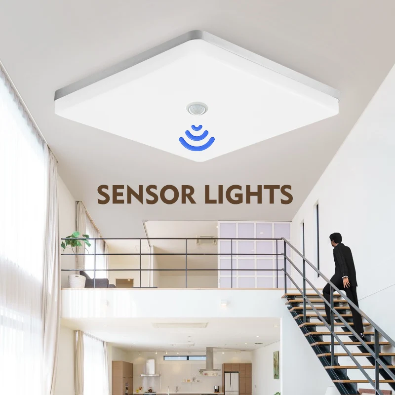 

LED Ceiling Lamp PIR Motion Sensor 220V 110V 18W 24W 36W 48W Warm/Cold White Square Ceiling Lights For Foyer Hallways Home Light