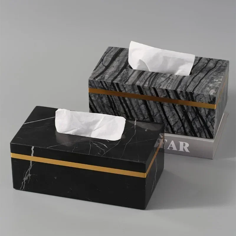 Nordic Modern Natural Marble Tissue Box Rectangular Light Luxury Paper Box Home Hotel Model Room Ornaments Creative Crafts 6