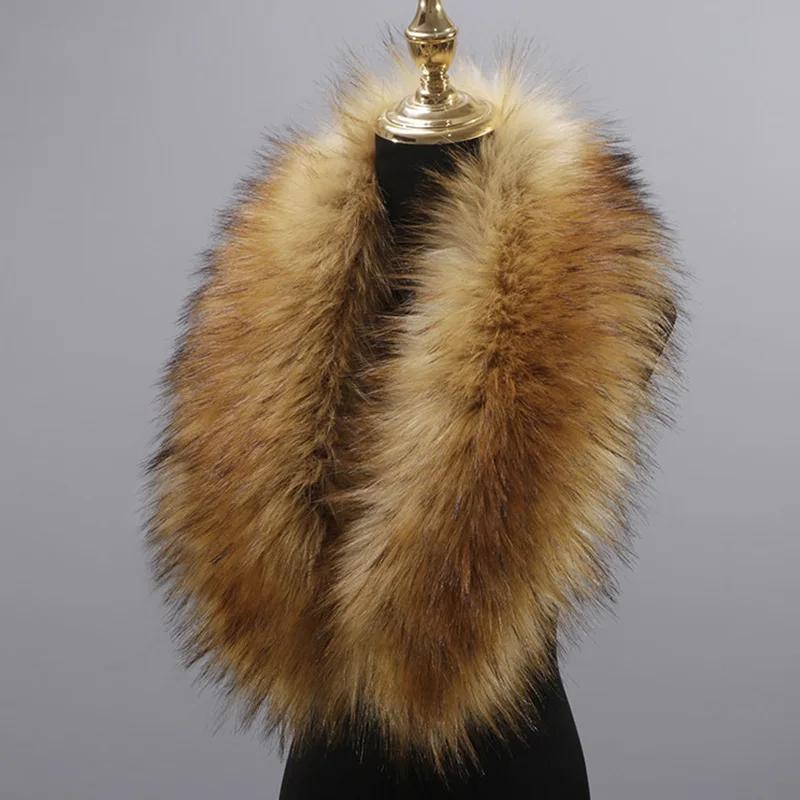 Large Faux Fur Collar Fashion Fluffy Trim Strip Winter Warm Plush Fake Collar Scarf For Parkas Down Coat DecorShawl Wrap Scarves 5