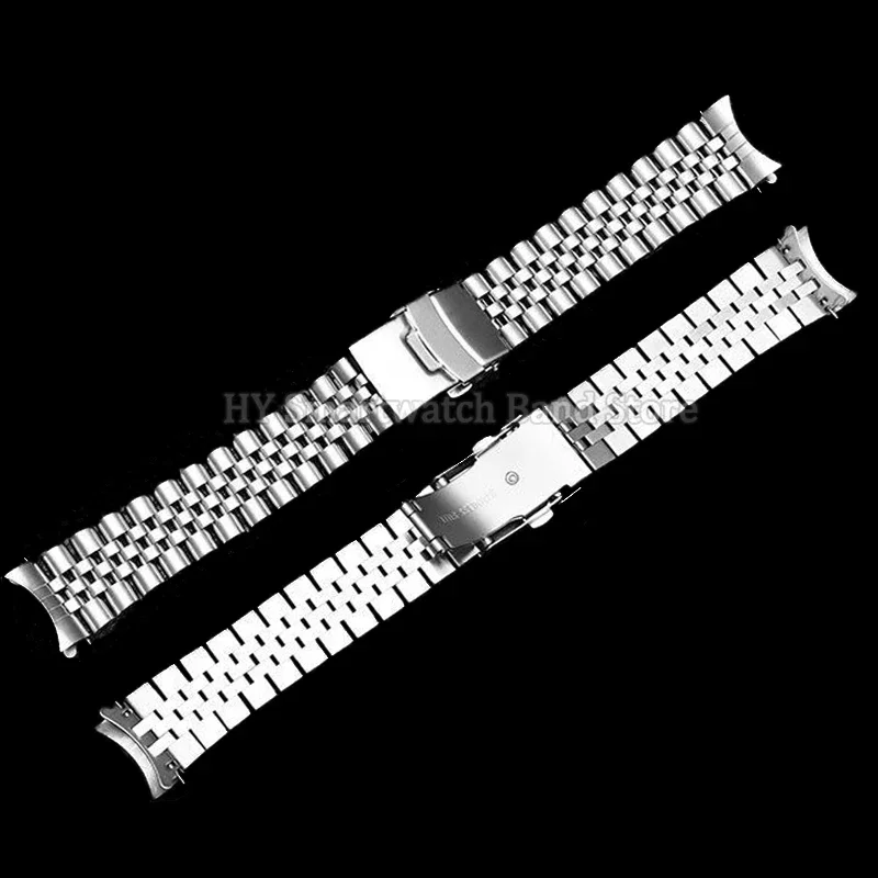 Luxury Stainless Steel Watch Strap with Curved End - Jubilee Design Bracelet