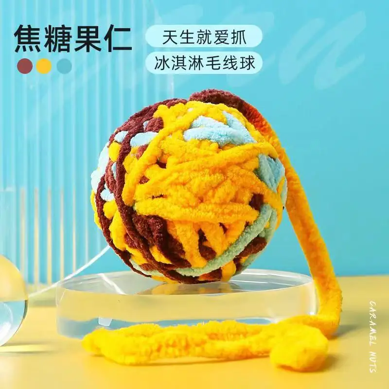 Funny Cat Toys Colorful Yarn Balls with Bell Sounding Interactive Chewing Toy for Kitten Stuffed Toy Ball Cat Toys Supplies
