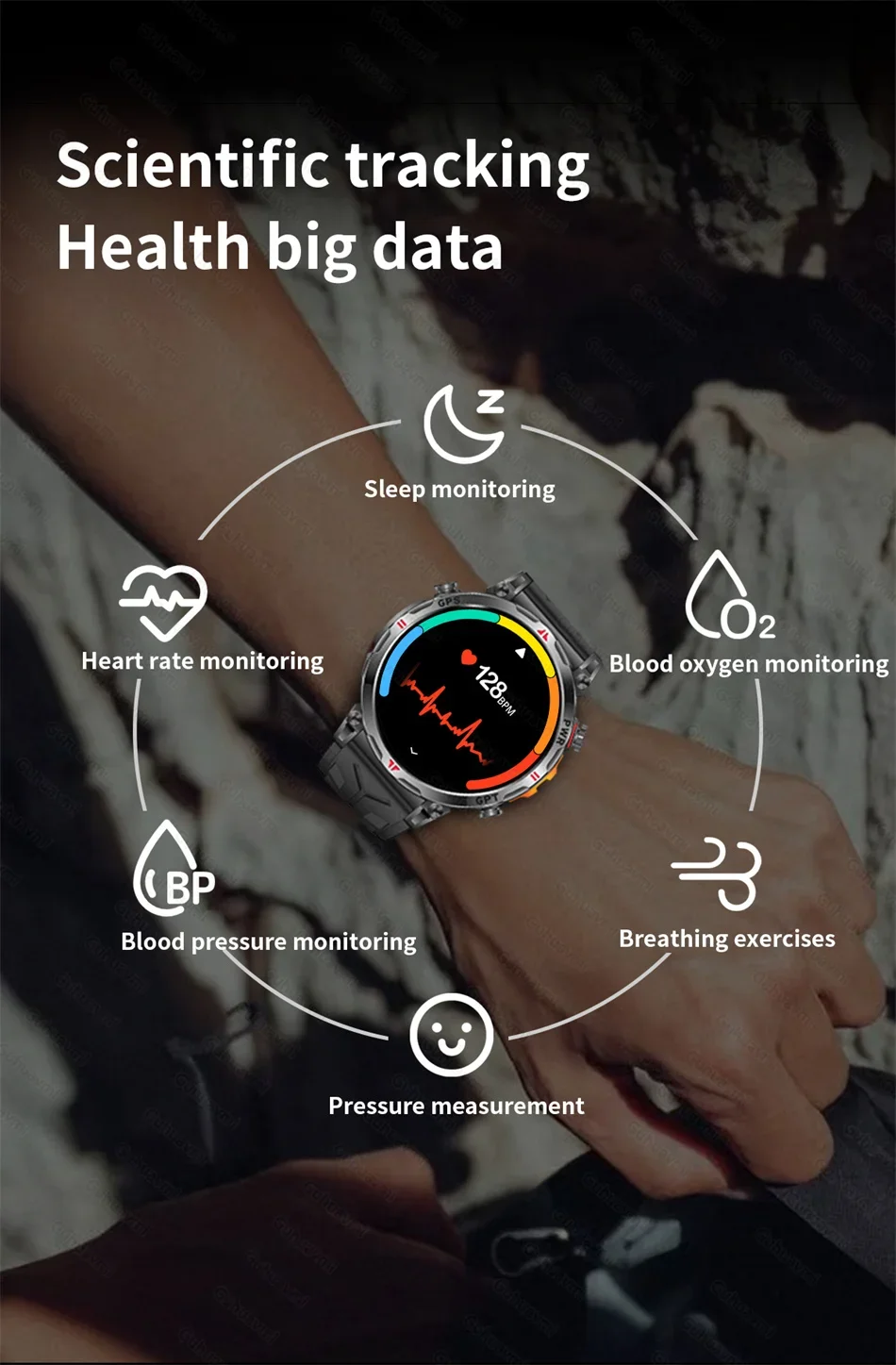 Smart Watches 1.56" AMOLED Screen GPS Fitness Tracking Compass 3ATM 650Mah Call 100+ Sports Smartwatch AI GPT For Android iOS