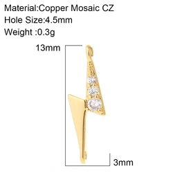Gold Lightning Charms for DIY Jewelry Making - Shining Pendant and Copper CZ Accessory Collection (AC210042G1)