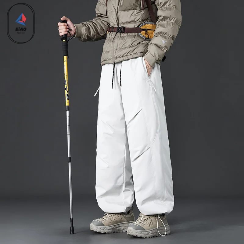 2026 Ski Men Down Pants Thi Warm Du Down Loose Fit Winter Snow Peak Trousers Women Mid Waist Long Pants Harlan Sle Elastic Waist