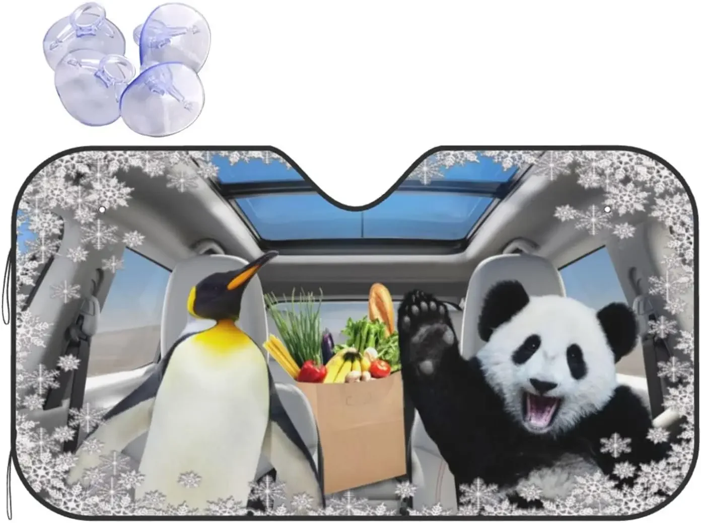 

Car Windshield Sun Shade Foldable Panda Penguin Car Sunshade Cover UV Block for Car Front Windshield Sun Shade for Vehicles