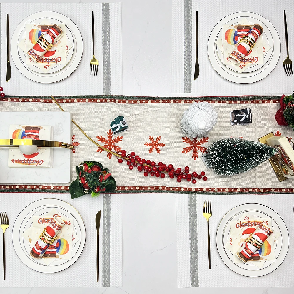 Description Picture 6 of item20pcs/pac Christmas Party Paper Napkins Cartoon Santa Claus Family Party Napkins Disposable Kitchenware Napkins 9 Styles