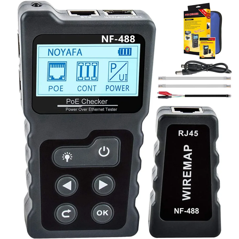 NOYAFA NF-488 PoE Power Test Network Cable Tracker Voltage Checker Over the Ethernet Cat5 Cat6 Online Lan Tester Tools Switch