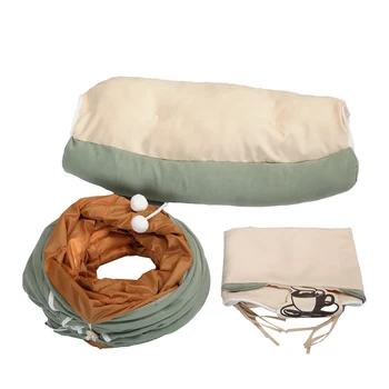 Cat’s Telescopic Tunnel Cushioned Bed Pet Nest Teasing Balls Zipper Connection Feline Supplies for Home 2