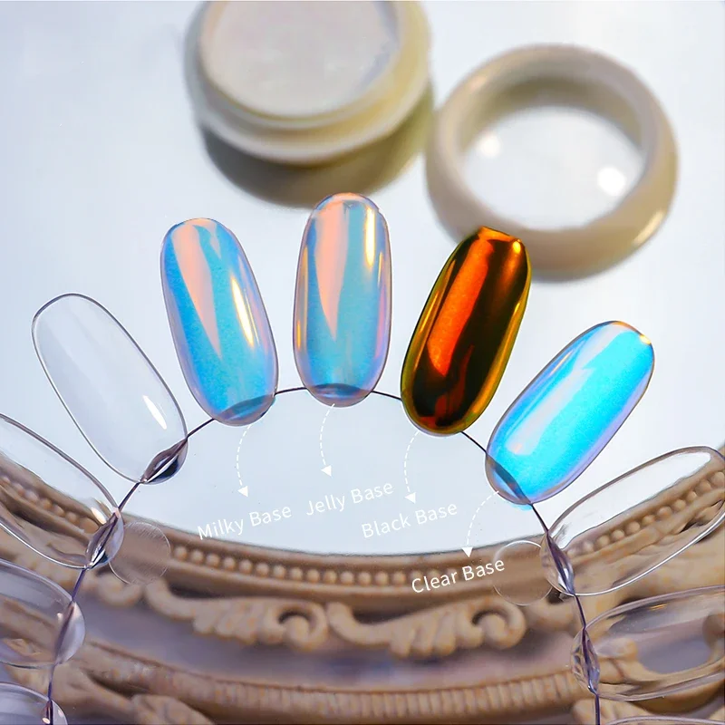 Trasparente Olografico Glitter Per Unghie Solido Ghiaccio Laser Specchio Magico Glitter Gel Uv Pigmento Polvere Cromo Decorazioni Per Unghie