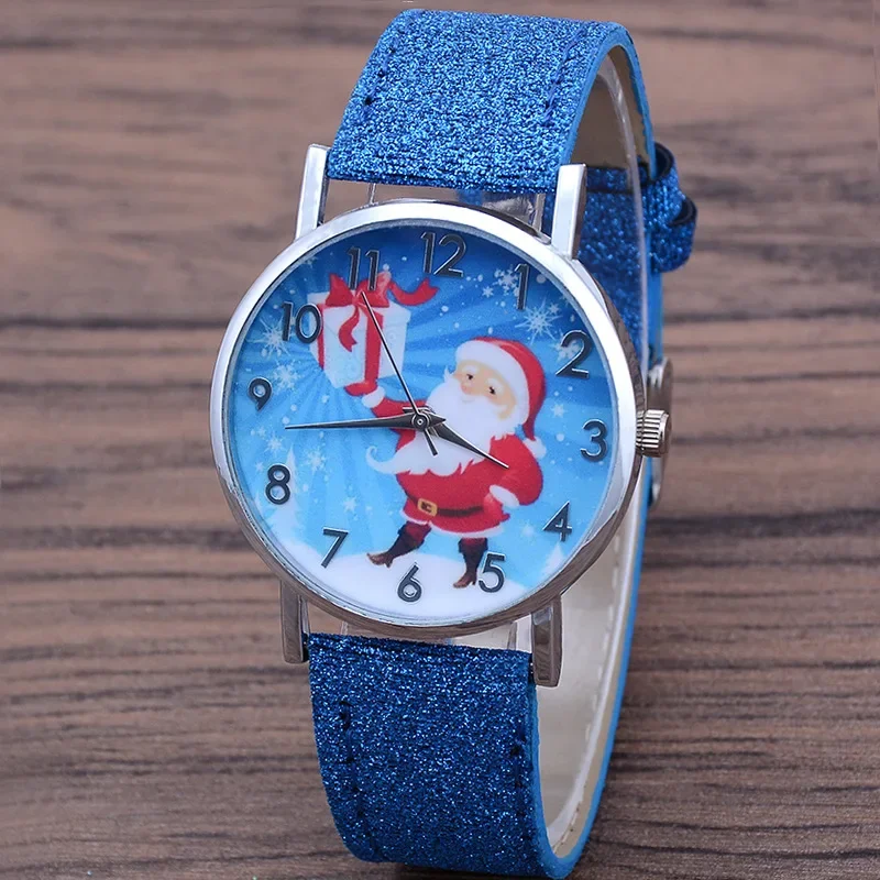Santa Claus Women's Watches Casual Quartz Wristwatches Bright Color Leather Strap Watches Children Students Clock Gift Relogio 3