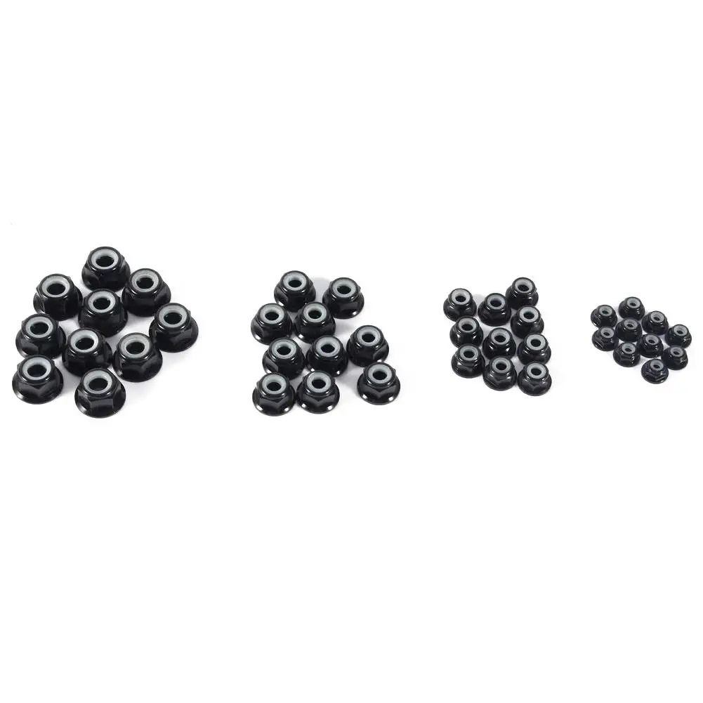 10pc M5 Aluminum Flanged Nylon Lock Nut Assorted Colors Blue Red Gold Black
