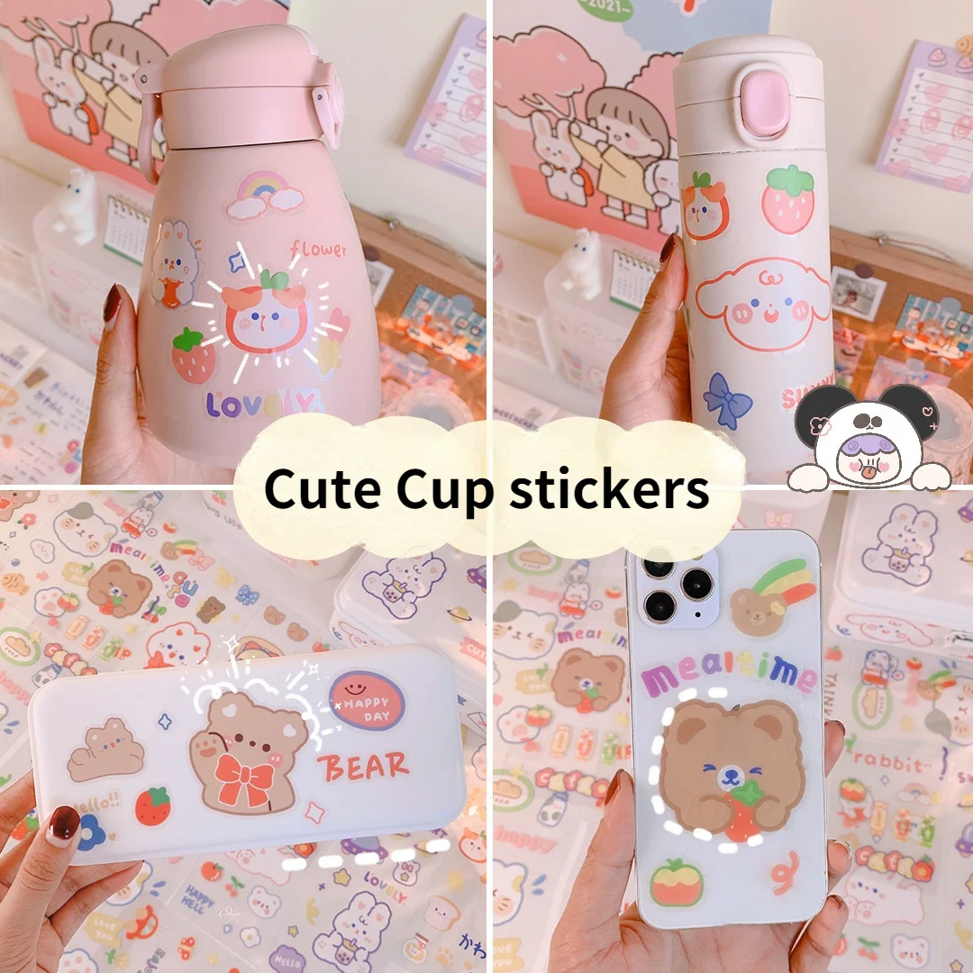 Original Cartoon Sticker Transparent PVC Hand Account Sticker Cute Thermos Cup Seamless Waterproof Water Cup Decoration cartoon nail stickers