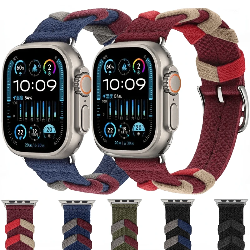 Nylon Strap For Apple Watch Ultra 2 49mm 9 45mm 41mm Colored rope Straps Bracelet iWatch 8 7 6 5 4 3 SE 44mm 42mm 38mm 40mm Belt