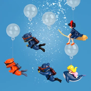 Cartoon Fish Tanks Decor Mini Diver Simulated Floating Mermaid Aquarium Fish Tank Decoration Kiki Pendant Aquarium Accessories 1