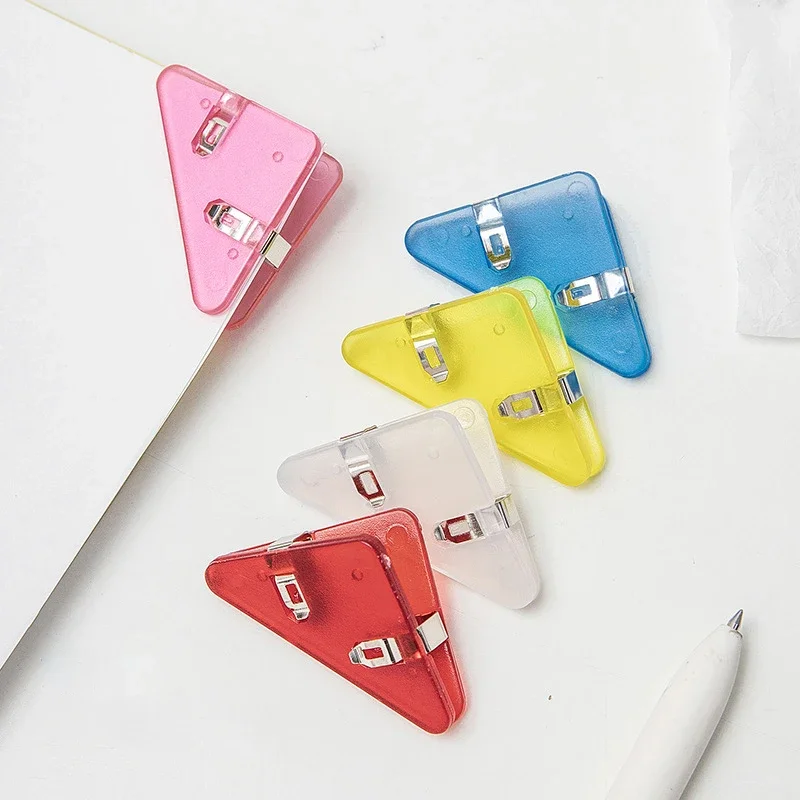 Kawaii 5pcs Triangle Corner Clips paper clips File Paper Clips File Index Photo Clamp Page Holder Korean Stationery Office Desk Organizer