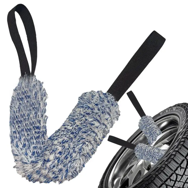 Auto Wheel Wash Towel Brush Car Double-sided Long Belt Cleaning Towel Microfiber Coral Plush Wheel Pull Belt Hub Detail Towel