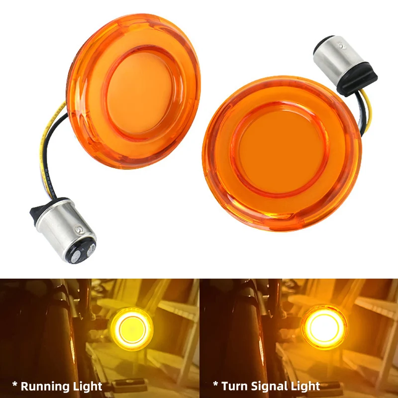 

Motorcycle Yellow Front Rear Bullet Style 1157 Turn Signal Indicator Light LED For Harley Sportster XL883 1200 X48 72 Dyna 02-21