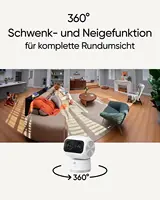 (Stock UE) Caméra de sécurité intérieure Eufy S350, double caméra, résolution 4K UHD, caméra de surveillance avec zoom 8 × et 360 °   PTZ 6