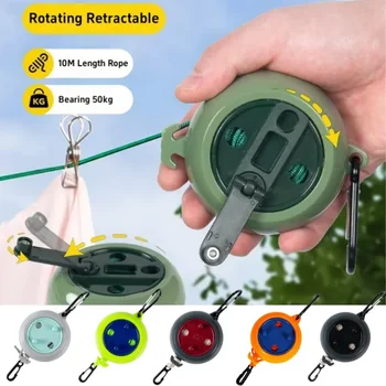 Stendibiancheria retrattile da 10 m Stendibiancheria portatile da viaggio all'aperto Linea di lavaggio antivento per appendiabiti da campeggio per la casa 1