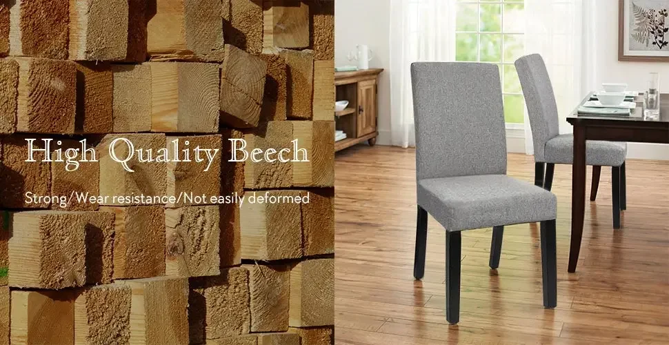 Description Picture 4 of itemDining Chairs Set of 4, Urban Style Fabric Parson Chairs Kitchen Living Room Armless Side Chair with Solid Wood Legs