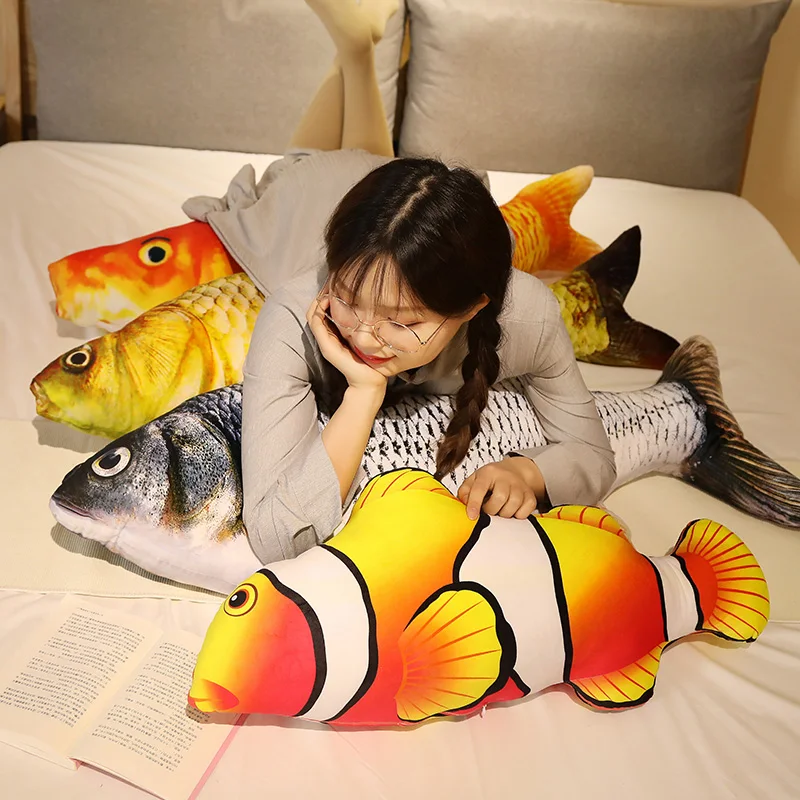 3D Simulation Gold Fish Plush Toys 1pc 30-120cm Stuffed Soft Animal Carp Plush Pillow Creative Sofa Pillow Cushion Gift Kids Toy
