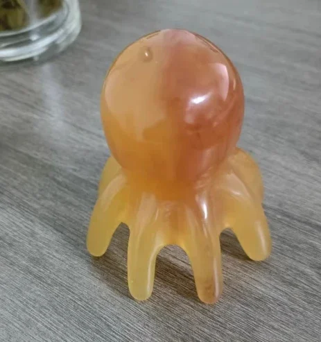 Oktopus-Akupunkturpunktkamm aus Naturharz, tragbares Kopf- und Nackenmassagegerät zur Stressabbau, Meridian-Therapie, Haarpflege, Alem – Detail 8