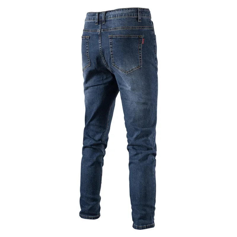 Spring Autumn Men's Jeans High-quality Solid Color Washed Cotton Stretch Straight Denim Pants Male Casual Business Trousers 38 2