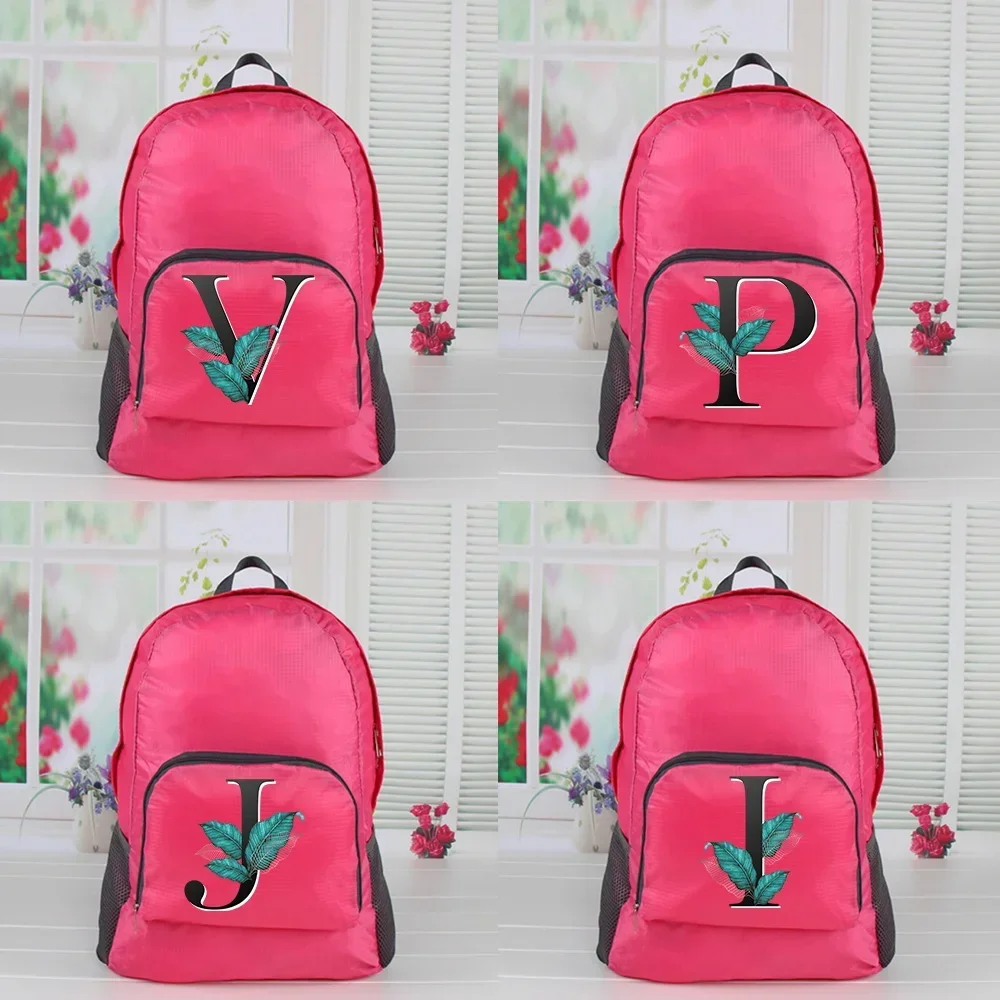 

Backpacks Women Travel Foldable Portable Daypack 2024 Ultralight Mountaineering Pack Leaf Letter Print Pattern Series