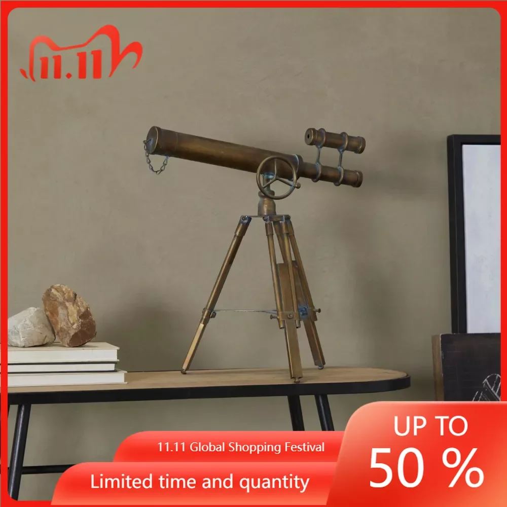 

Antique Telescope Decorative 1-Piece Fully Multi-coated 17” X 18“ Brass Metal Telescope 1/4 3/8 Changer Optical Glass Eyepieces