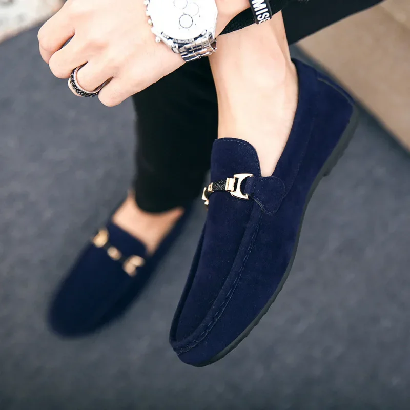 Men's Casual Shoes Red Loafers Cleat Shoes Metal Trim Adulto Driving Moccasin Soft Comfortable Casual Shoes Men's Sneakers Flats 4