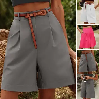 شورت قصير مرن بخصر مرتفع فضفاض مستقيم غير رسمي 1