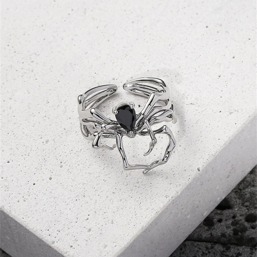 

NCEE Metal Silver Spider Web Ring Female Retro Ins Fashion Geometric Jewelry Gift Open Ring For Women Jewelry