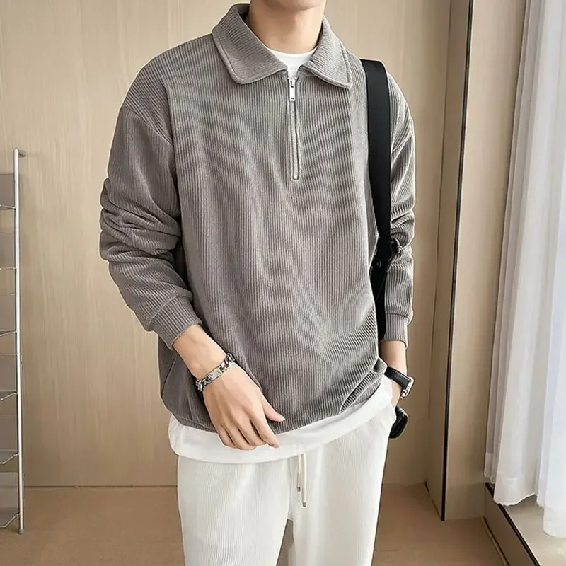 Spring Autumn Fashion Loose Solid Casual Sweatshirt Man Long Sleeve All-match Business Male Pullover Tops Streetwear Ropa Hombre