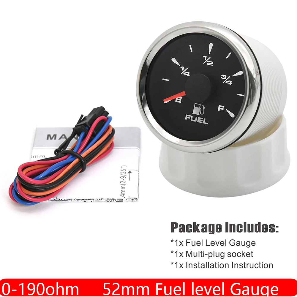 52mm Fuel Level Gauge Gas Meter 0-30 Ohms Black For Car Truck Marine RV US STOCK