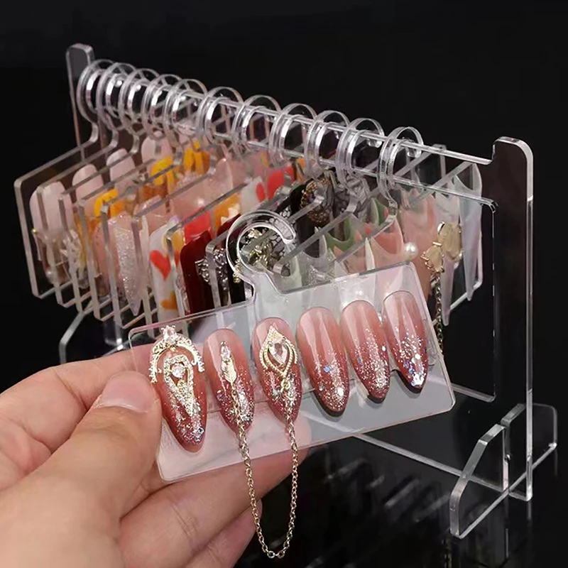 Ins transparente Acryl Haken Stil Nail Art Display Rack Board Gel Farbe arbeitet Muster Ausstellungs werkzeuge – Detail 3