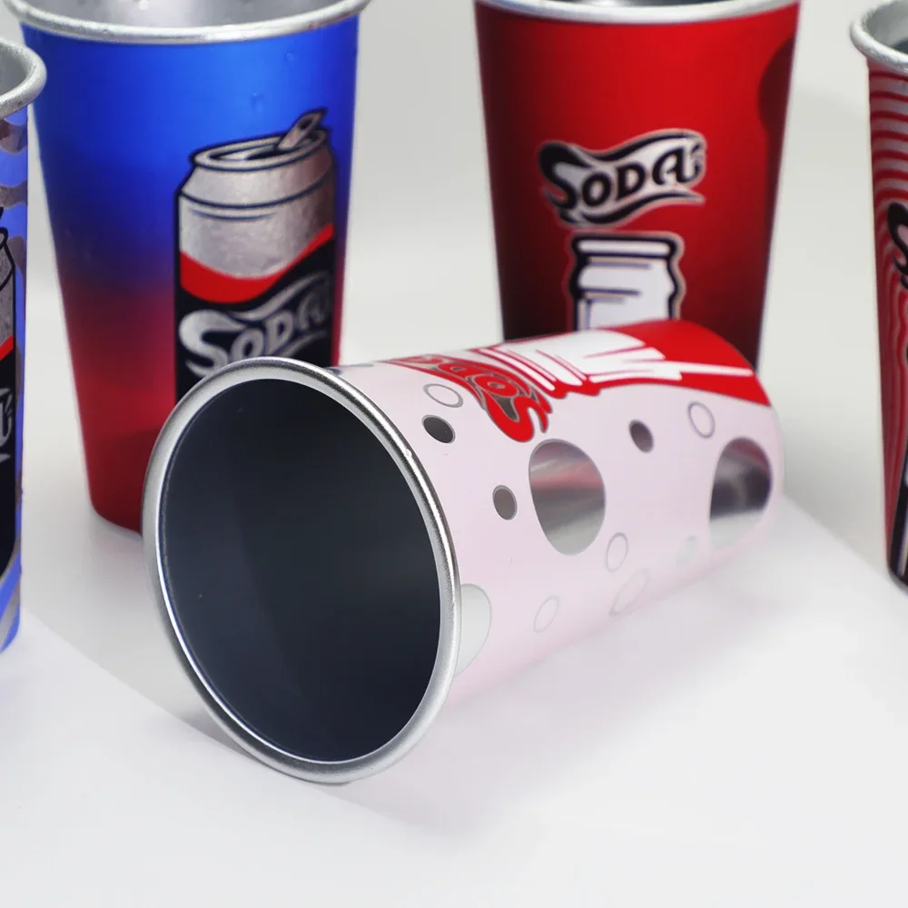 Creative pattern printed aluminum beer cup, Coca Cola Sprite soda, color changing aluminum cup when cold