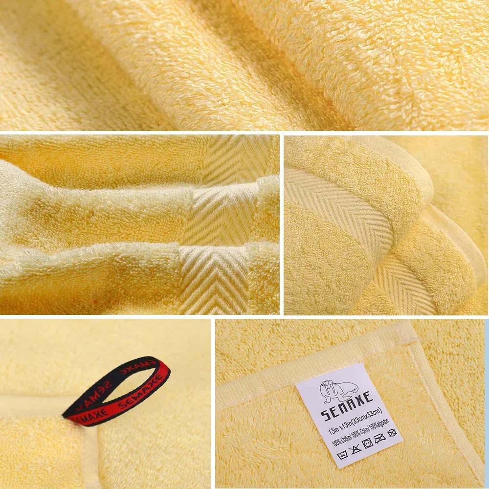 SEMAXE Towel Set 100% Cotton Super Absorbent Soft and Thick A Pack of 12 Household Hand 33*33 bath towels cotton towel microfiber towel set
