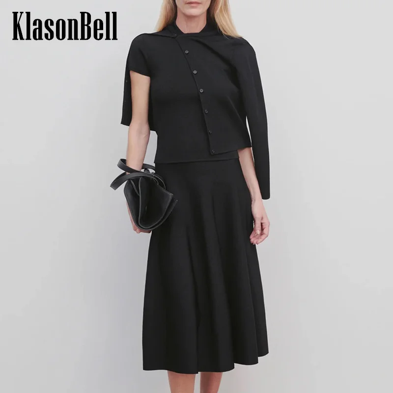 

10.24 KlasonBell Autumn Winter New Temperament O-Neck Single Breasted Cardigan Or High Waist Back Zipper Skirt Knit Set Women
