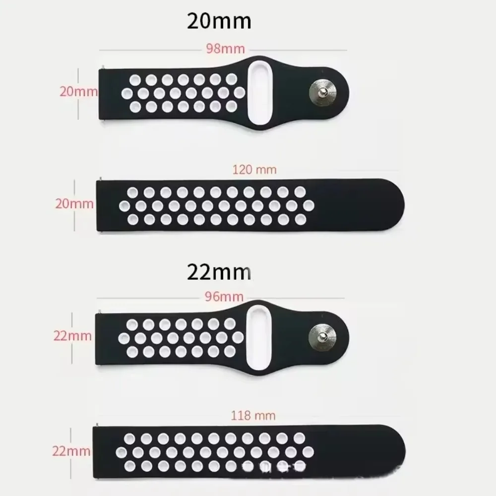 Breathable Adjustable Silicone Watch Strap - 18/20/22mm