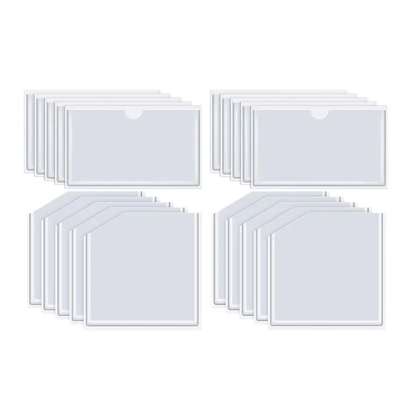 AT82 - Pochettes adhésives pour fiches index, 20 pièces, pour agendas et accessoires de planification - Pochettes transparentes autocollantes_voghion.com