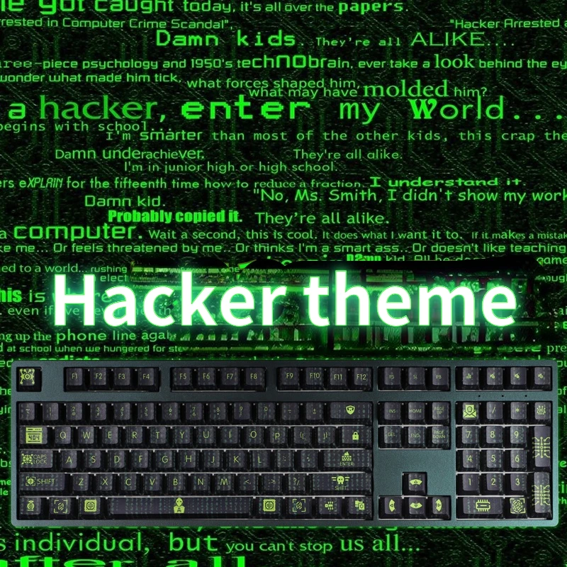 Chave Hacker Tema Pbt Chave Boné Hacker Ficção Científica Dados Cyberpunk Mecânico Teclado Boné 108