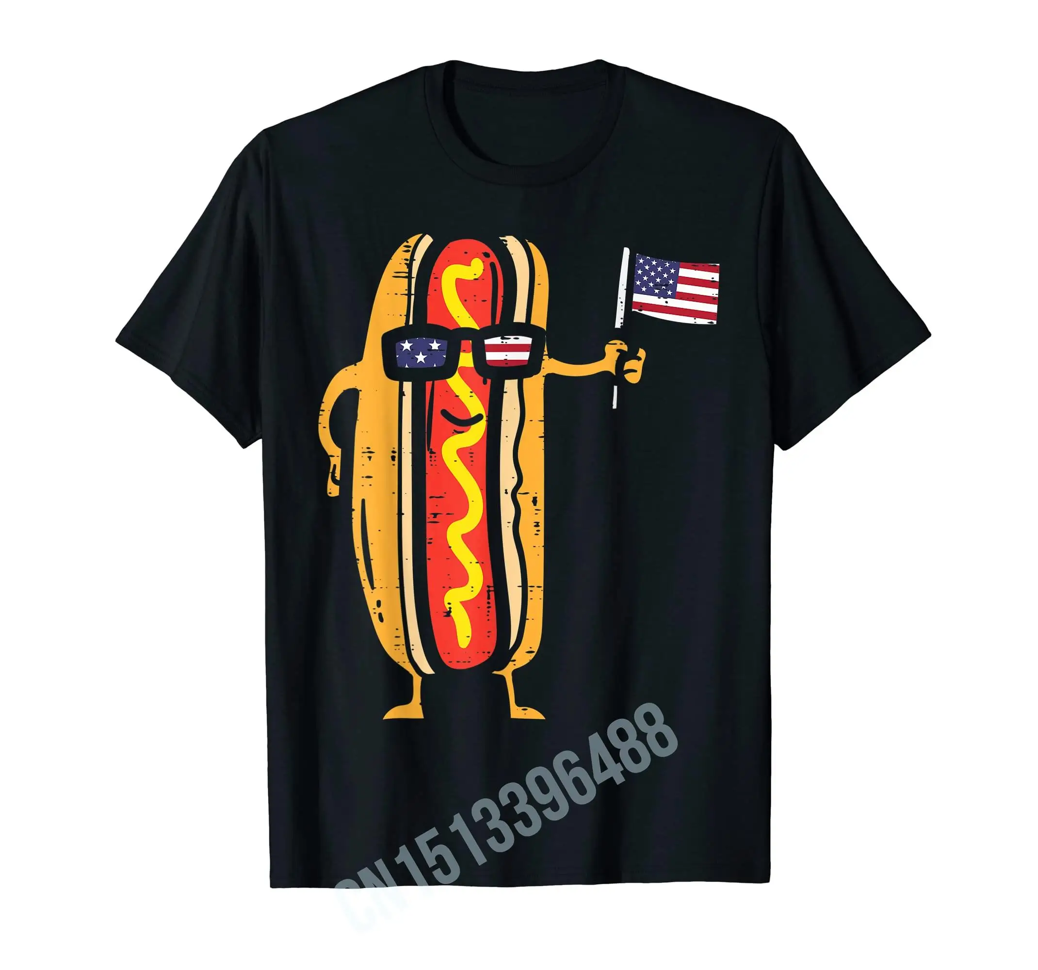 

Hotdog Sunglasses American Flag USA Funny 4th Of July Fourth T-Shirt