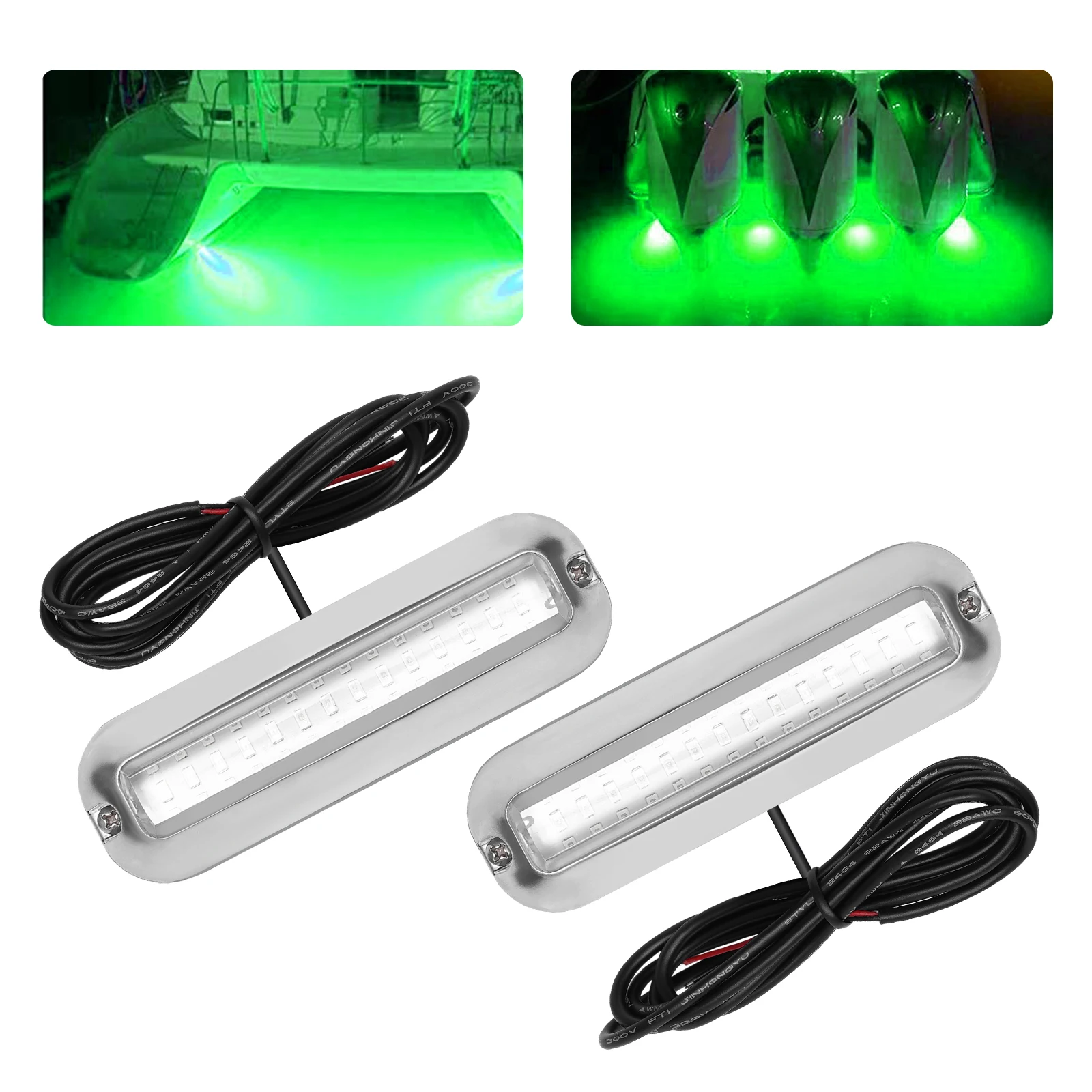 2pcs 42LED Universal Green Underwater Marine Led Lights Heat Dissipation 2pcs 42led universal green underwater transom lamp marine led lights heat dissipation