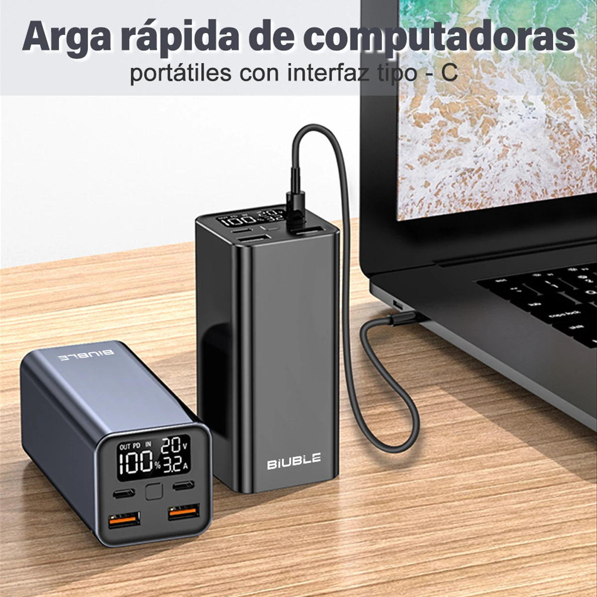 65W Mobile Power Bank 30000mAh Type-C Plug Fast Charging FCP SCP Mobile Power Bank Portable External Charger for Smartphones 6
